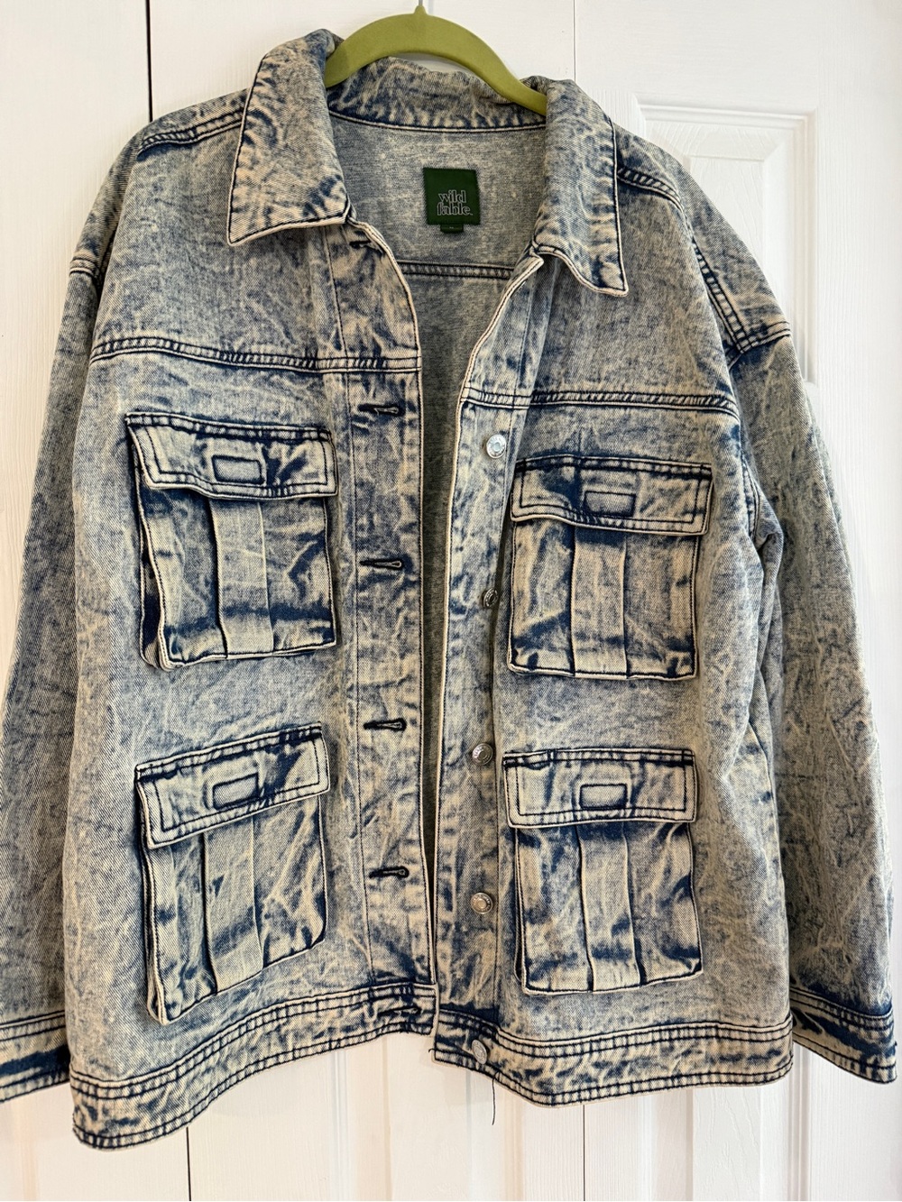 wild fable women’s Acid-Wash Denim Jacket in Light Blue